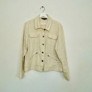 Style And Co Womens‎ Sz Large Linen Jacket Lightweight Unlined Comfort